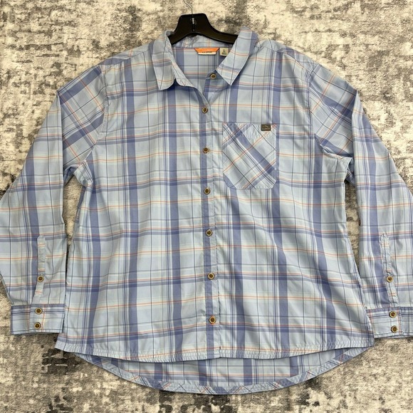 LL Bean Tops - LL Bean Women XL Plaid Button Down Shirt BluePurple Hiking Travel Polyester NWOT